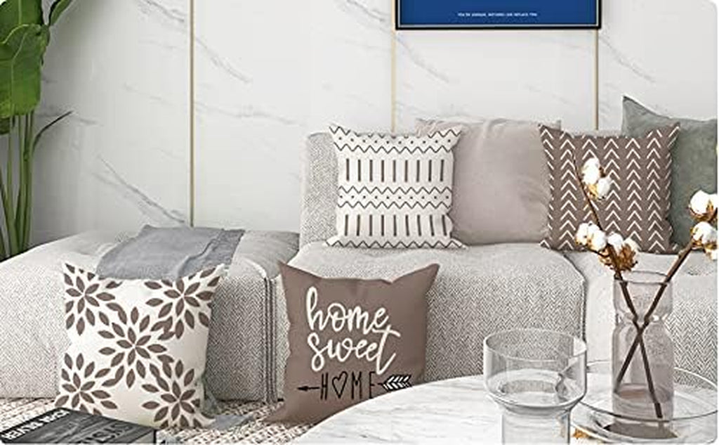 Pillow Covers 16X16 Set of 4, Modern Sofa Throw Pillow Cover, Decorative Outdoor Linen Fabric Pillow Case 