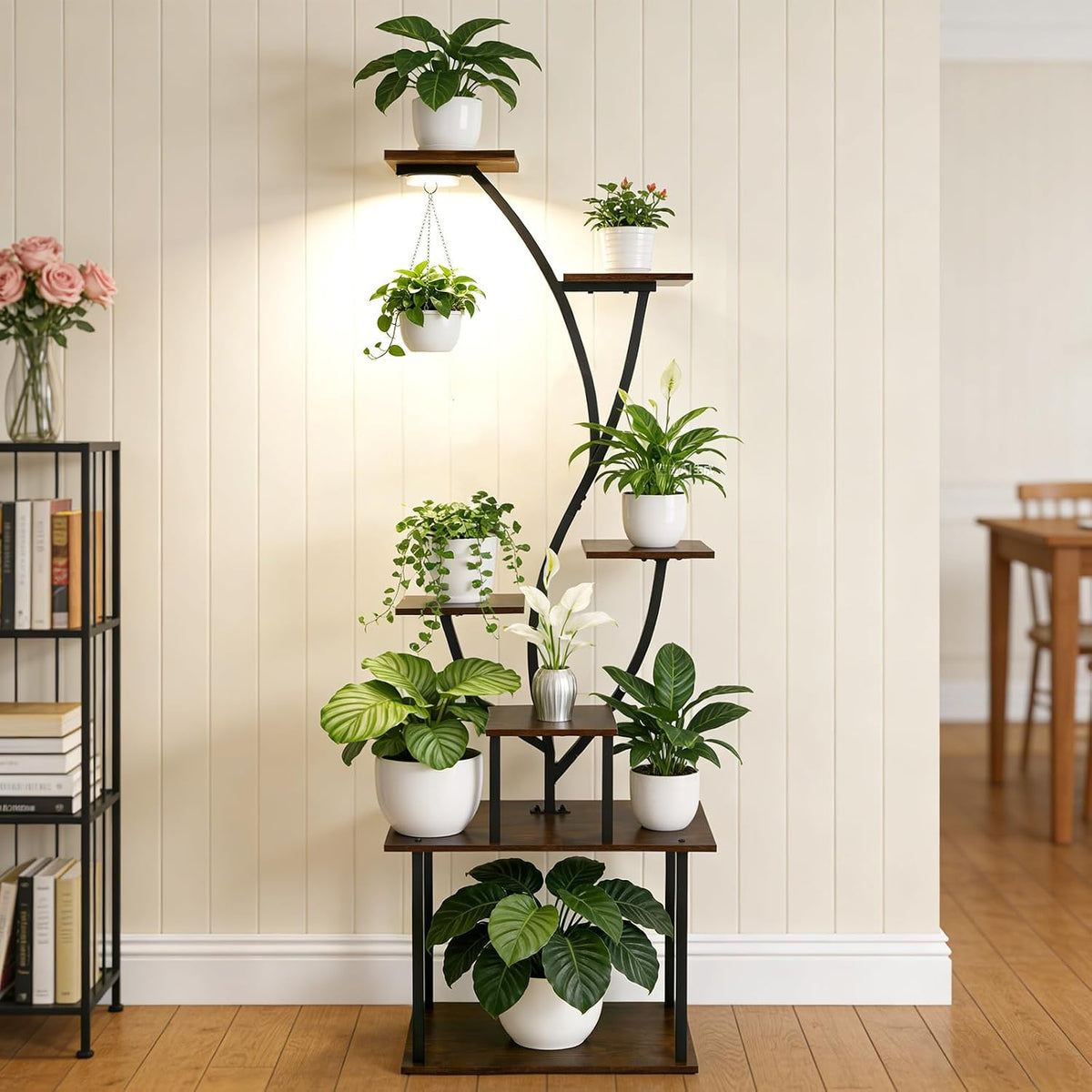 Tall Plant Stand Indoor with Grow Lights, 63" Metal Corner Shelf