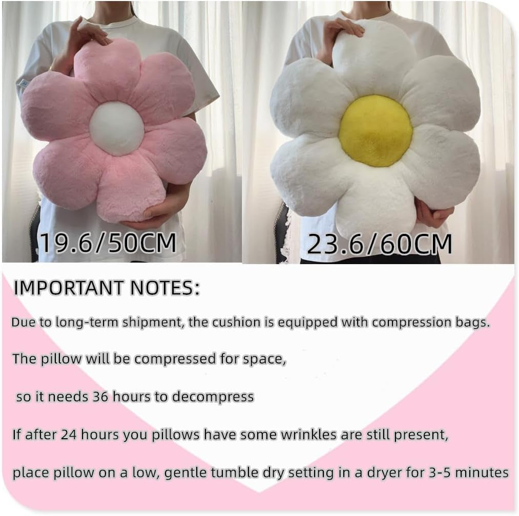 Flower Pillow,23.62In Daisy Pillow Pink Throw Pillows