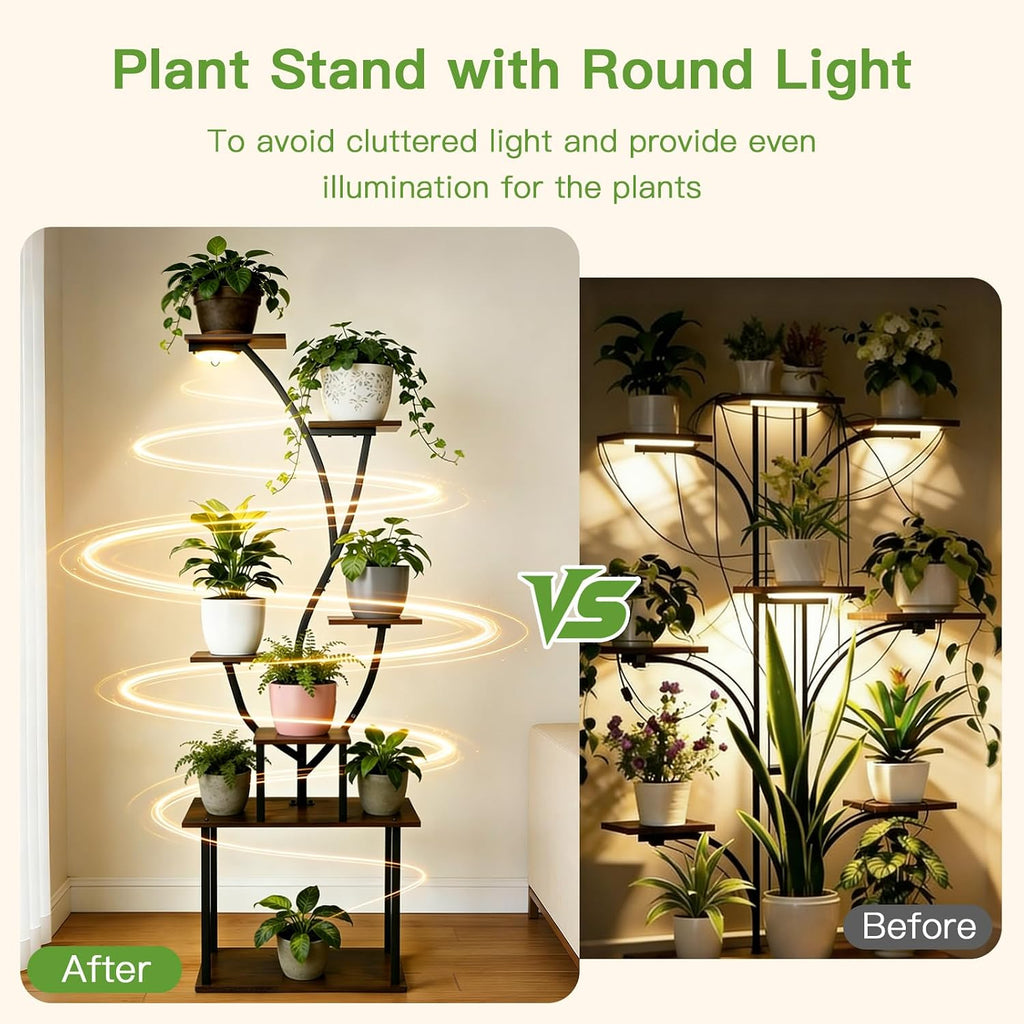 Tall Plant Stand Indoor with Grow Lights, 63" Metal Corner Shelf
