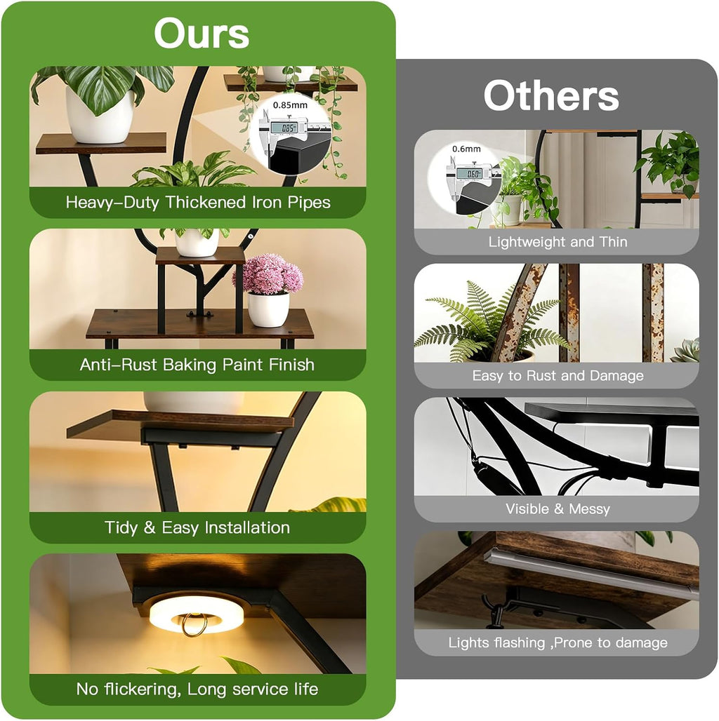 Tall Plant Stand Indoor with Grow Lights, 63" Metal Corner Shelf