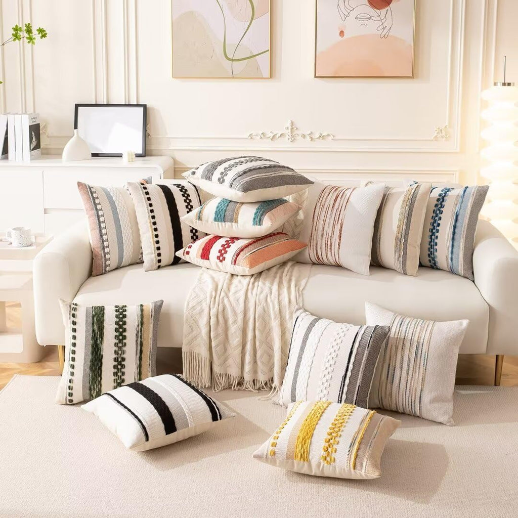 Boho Throw Pillow Covers Decorative Neutral Farmhouse Pillow Case