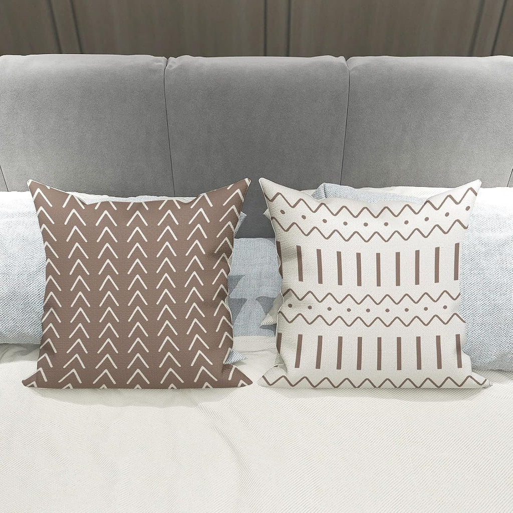 Pillow Covers 16X16 Set of 4, Modern Sofa Throw Pillow Cover, Decorative Outdoor Linen Fabric Pillow Case 
