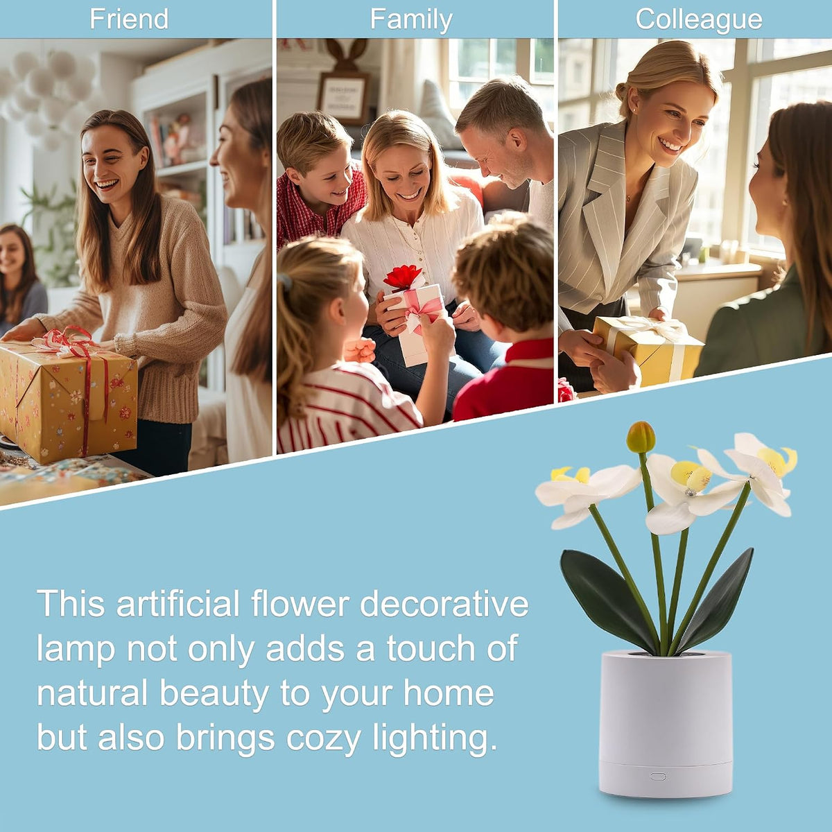 Flower Lamp Christmas Gifts for  Women Wife Artificial Orchid 