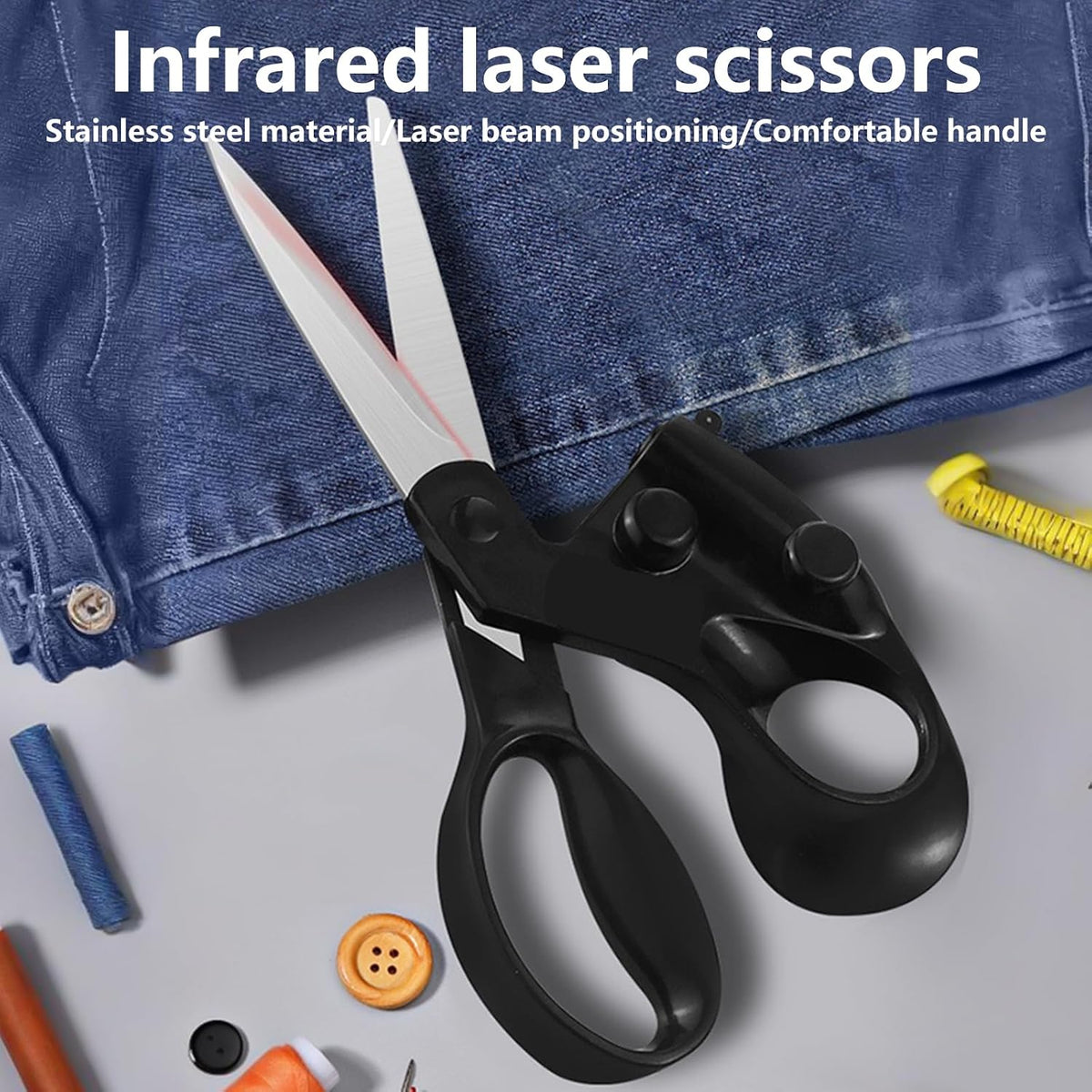 Professional Laser Guided Scissors, Multifunctional Sewing Guided Scissors Cuts Straight Fast Guide Scissor Guid Light Scissor for Fabric, Paper, Crafts with Ergonomic Handle & Magnetic Storage