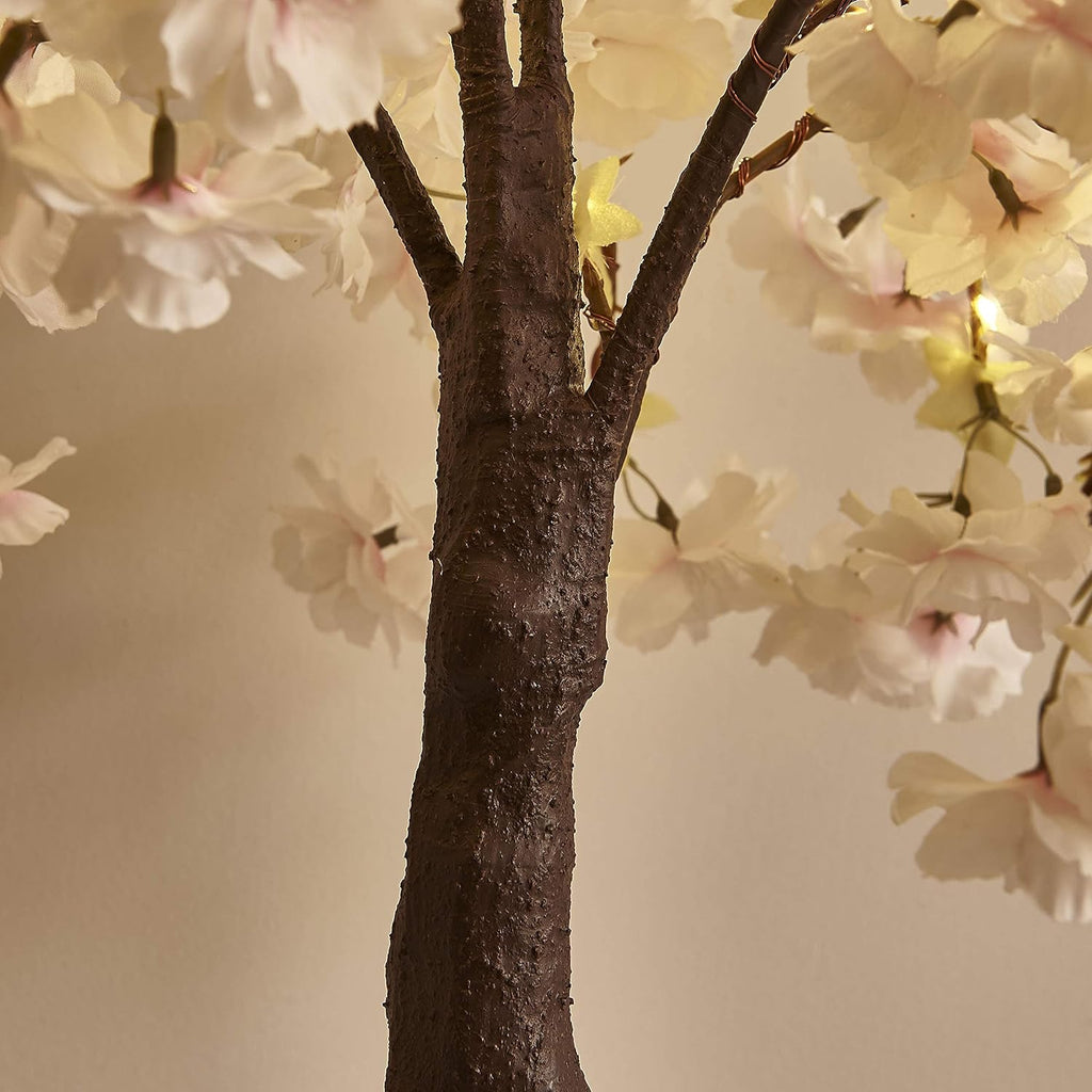 Lighted Cherry Blossom Tree 4FT, Cherry Blossom Garland Lights and Bonsai Tree18In
