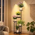 Tall 5-Tier Plant Stand Indoor with Adjustable Grow Light, Black
