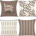 Pillow Covers 16X16 Set of 4, Modern Sofa Throw Pillow Cover, Decorative Outdoor Linen Fabric Pillow Case 