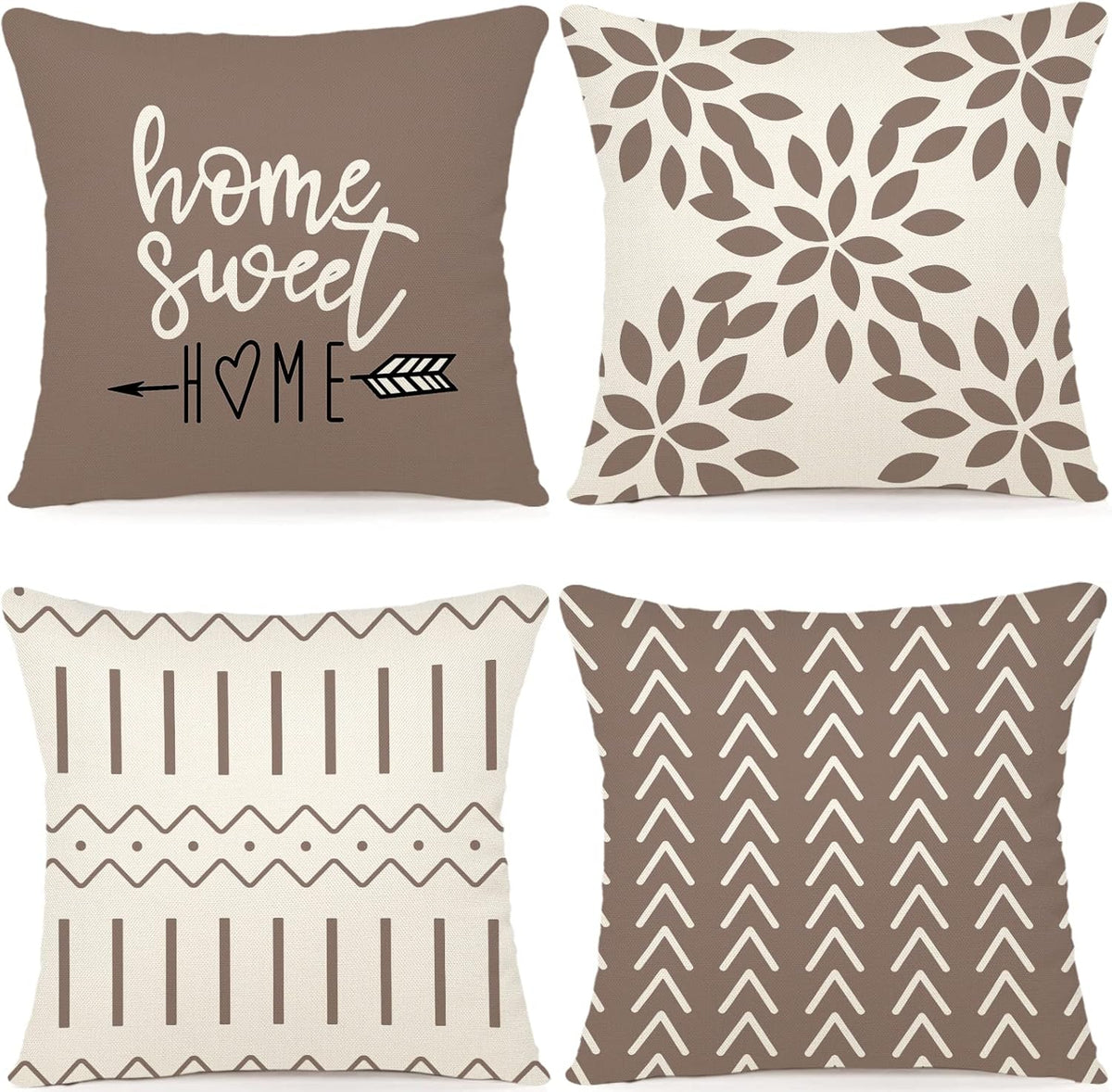 Pillow Covers 16X16 Set of 4, Modern Sofa Throw Pillow Cover, Decorative Outdoor Linen Fabric Pillow Case 