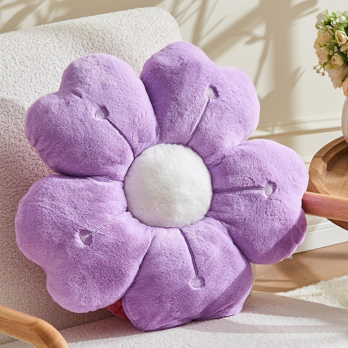 Flower Pillow,Purple Daisy Pillow 15.7In Throw Pillows