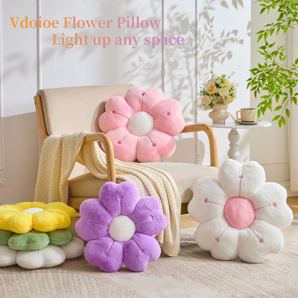 Flower Pillow,Purple Daisy Pillow 15.7In Throw Pillows