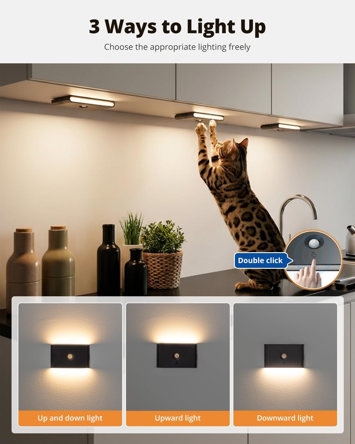 6Pcs Rechargeable Stair Lights Motion Sensor Indoor