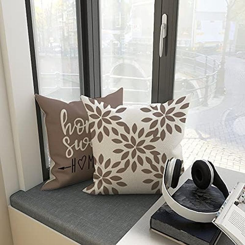 Pillow Covers 16X16 Set of 4, Modern Sofa Throw Pillow Cover, Decorative Outdoor Linen Fabric Pillow Case 