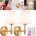 Peel and Stick Wall Sconces, Stick on Wall Sconce Set of 2, Battery Operated Wireless Wall Light, No Drill Adhesive Wall Lamp, Corn Bulb with 10000Mah Rechargeable Battery, Bedroom Wall Decor