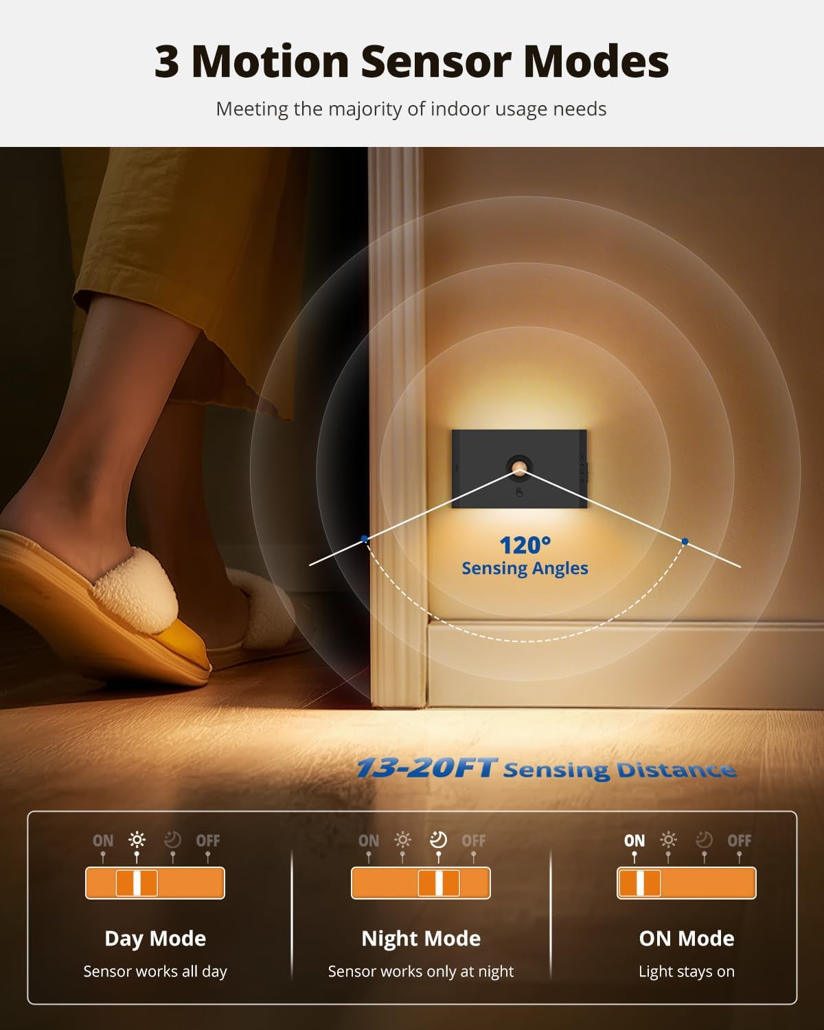 6Pcs Rechargeable Stair Lights Motion Sensor Indoor