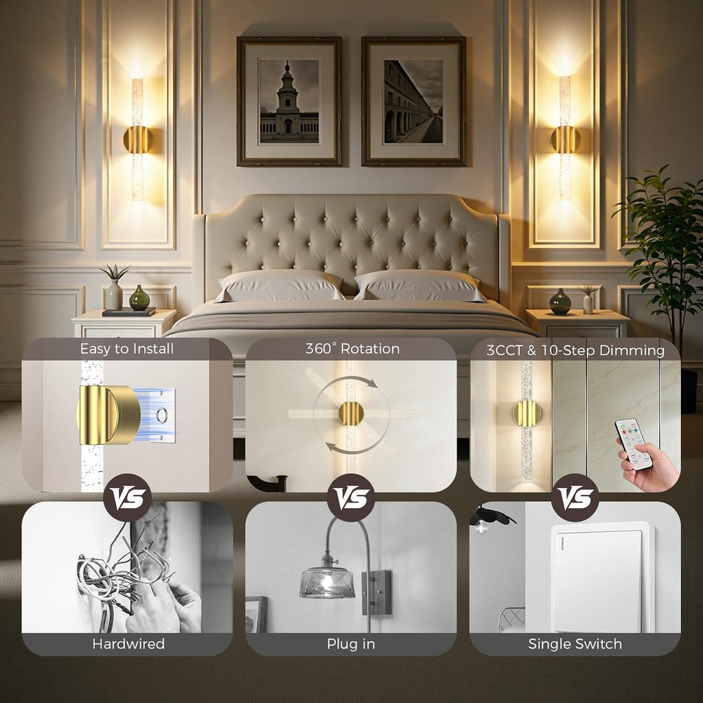 Battery Operated Wall Sconces Set of 2