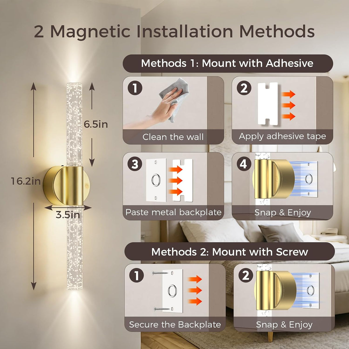 Battery Operated Wall Sconces Set of 2